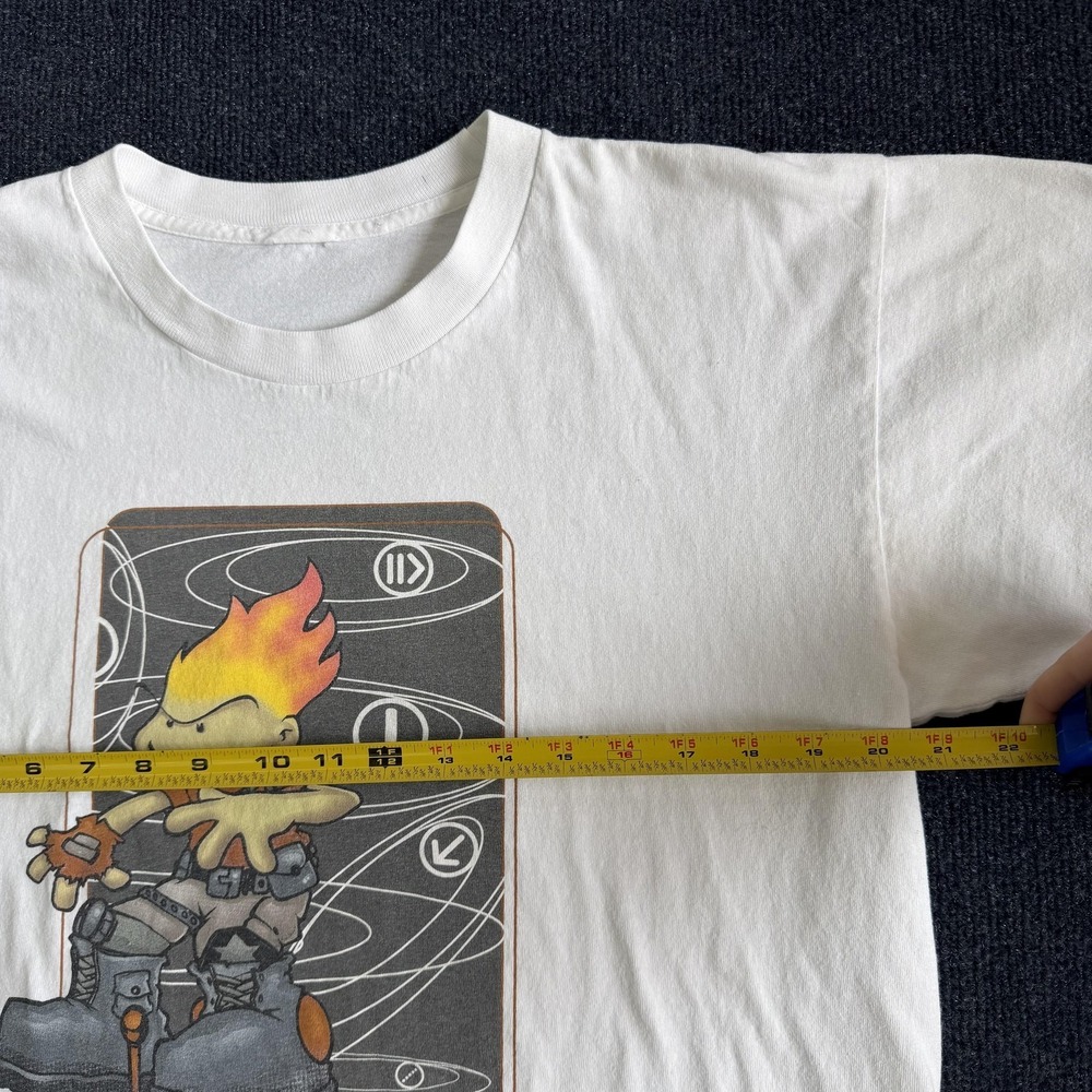 Vintage Y2K JNCO Flamehead Shirt Mens Medium White Cartoon Character Tee T-Shirt - Picture 4 of 6